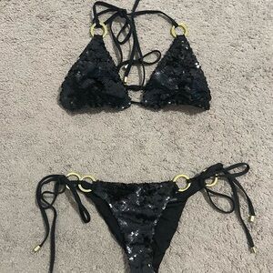 Beach bunny black sequin bikini